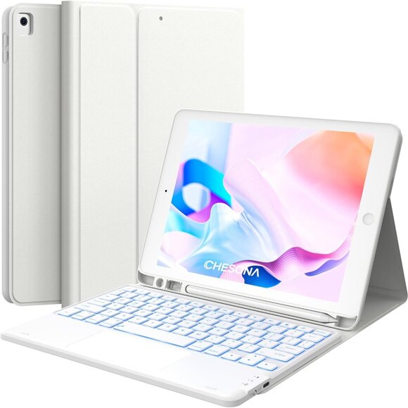 Chesona Other - for iPad 9th Generation Case w/ Keyboard 7 Color Backlit Multi-Touch Trackpad